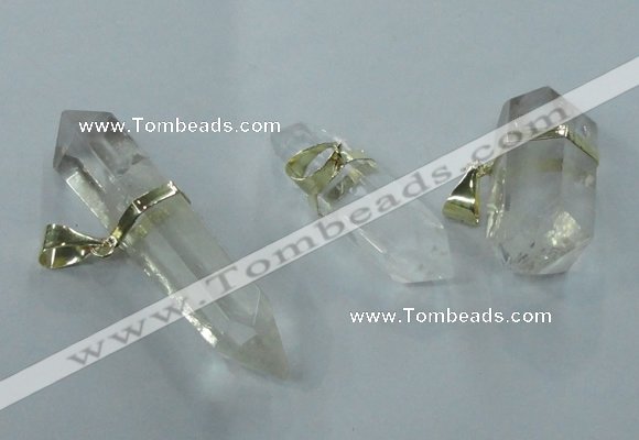 NGP1361 12*35mm - 16*55mm faceted nuggets white crystal pendants