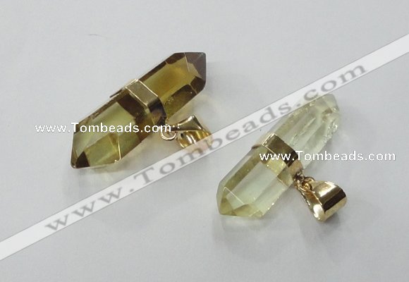 NGP1363 7*35mm - 11*30mm faceted nuggets lemon quartz pendants