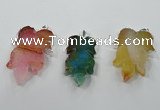 NGP1365 30*40mm - 35*45mm leaf agate pendants with brass setting