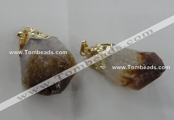 NGP1388 18*35mm - 20*50mm nuggets citrine gemstone pendants