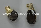 NGP1391 15*25mm - 20*35mm faceted nuggets smoky quartz pendants