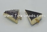 NGP1401 30*35mm - 35*40mm triangle druzy amethyst pendants wholesale