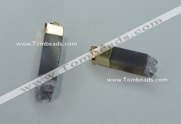 NGP1406 8*25mm - 10*35mm stick druzy amethyst pendants wholesale
