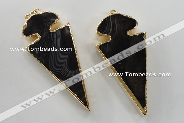 NGP1410 30*65mm arrowhead agate gemstone pendants wholesale