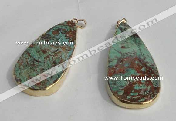 NGP1414 30*50mm - 35*55mm flat teaerdrop ocean agate pendants