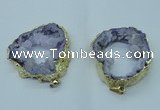 NGP1423 30*45mm - 45*55mm freeform plated druzy agate pendants