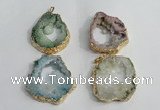 NGP1425 30*45mm - 45*55mm freeform plated druzy agate pendants