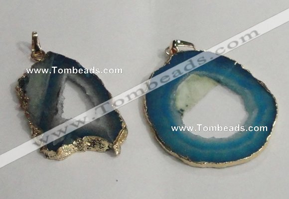 NGP1430 30*45mm - 45*55mm freeform plated druzy agate pendants