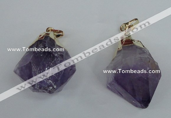 NGP1464 20*35mm - 25*40mm nuggets amethyst gemstone pendants