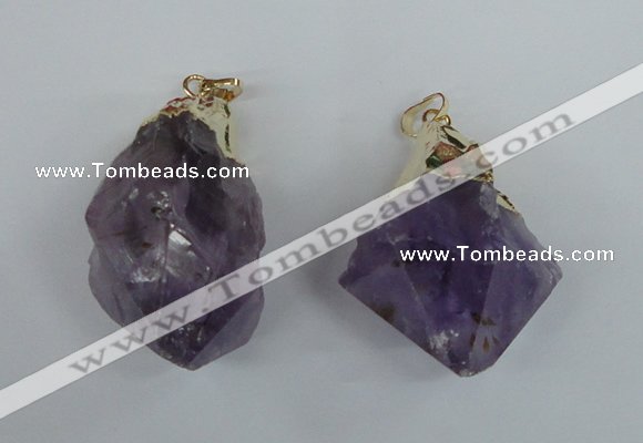 NGP1465 25*45mm - 28*50mm nuggets amethyst gemstone pendants