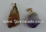 NGP1466 18*35mm - 20*45mm nuggets amethyst & citrine pendants