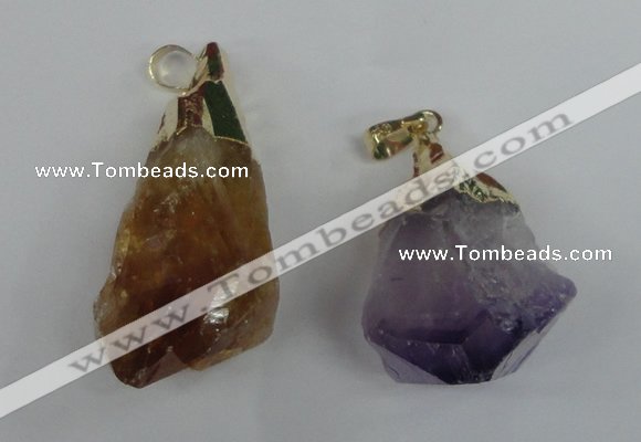 NGP1466 18*35mm - 20*45mm nuggets amethyst & citrine pendants