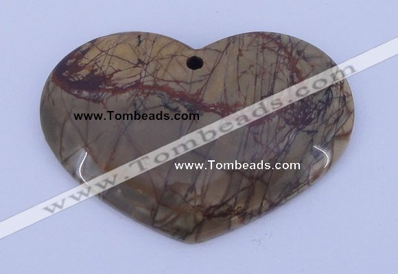 NGP148 2pcs 35*50mm heart fashion picasso jasper gemstone pendants