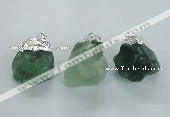 NGP1482 20*35mm - 25*45mm nuggets green fluorite pendants