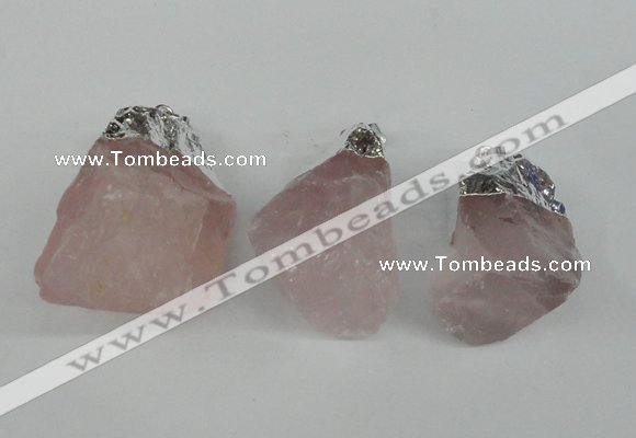 NGP1483 20*35mm - 25*45mm nuggets rose quartz pendants