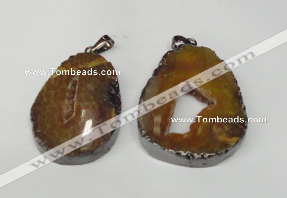 NGP1487 30*45mm - 40*50mm freeform plated druzy agate pendants