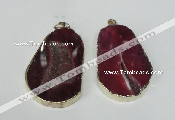 NGP1491 30*45mm - 40*50mm freeform plated druzy agate pendants