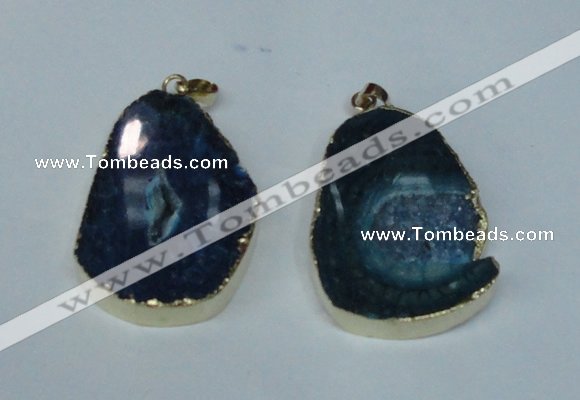 NGP1492 30*45mm - 40*50mm freeform plated druzy agate pendants