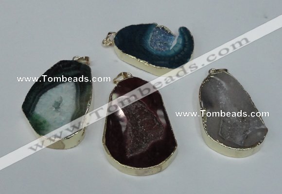 NGP1494 30*45mm - 40*50mm freeform plated druzy agate pendants