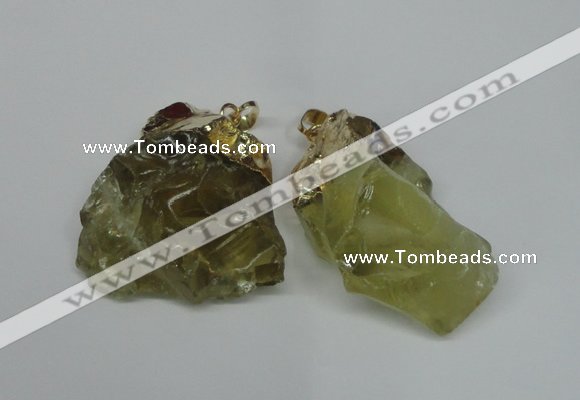 NGP1502 20*30mm - 25*50mm nuggets lemon quartz pendants