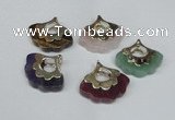 NGP1508 8*25*28mm mixed gemstone with brass setting pendants