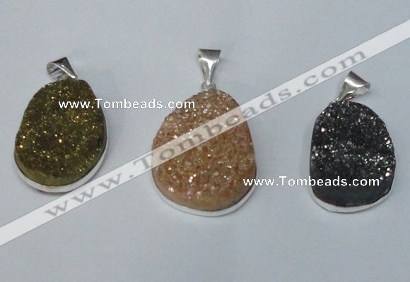 NGP1512 20*30mm - 25*35mm freeform plated druzy agate pendants