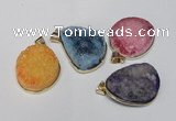 NGP1515 20*30mm - 25*35mm freeform plated druzy agate pendants