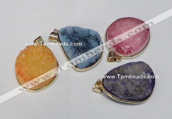 NGP1515 20*30mm - 25*35mm freeform plated druzy agate pendants