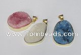 NGP1516 20*30mm - 25*35mm freeform plated druzy agate pendants