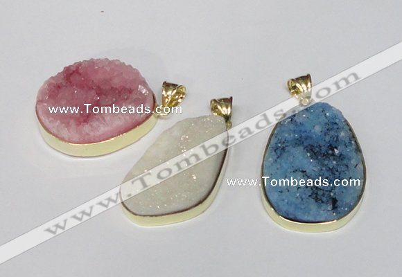 NGP1516 20*30mm - 25*35mm freeform plated druzy agate pendants