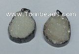 NGP1518 30*35mm - 30*40mm freeform plated druzy agate pendants