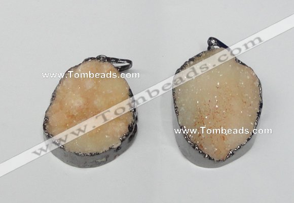 NGP1519 30*35mm - 30*40mm freeform plated druzy agate pendants