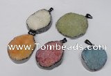 NGP1523 30*35mm - 30*40mm freeform plated druzy agate pendants