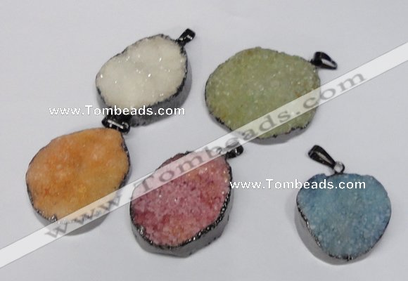 NGP1523 30*35mm - 30*40mm freeform plated druzy agate pendants