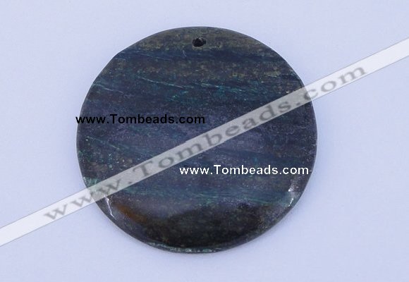 NGP155 2pcs 45mm flat round fashion long spar stone pendants