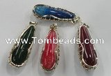 NGP1563 18*25*65mm teardrop agate with brass setting pendants