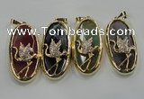 NGP1564 8*28*60mm oval agate with brass setting pendants