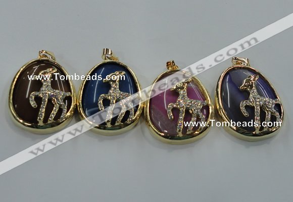 NGP1565 8*40*50mm teardrop agate with brass setting pendants