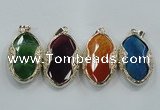 NGP1566 11*32*58mm marquise agate with brass setting pendants