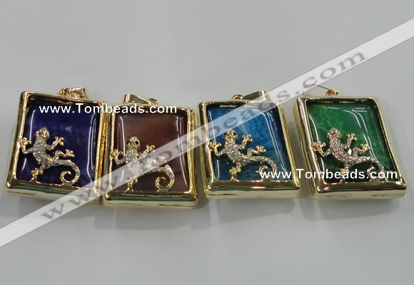 NGP1568 9*33*45mm rectangle agate with brass setting pendants