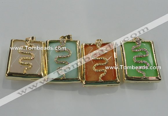 NGP1569 9*35*45mm rectangle agate with brass setting pendants