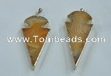 NGP1571 30*65mm arrowhead agate gemstone pendants