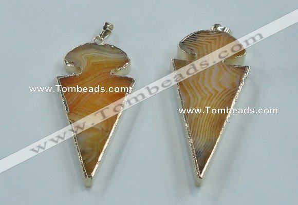 NGP1571 30*65mm arrowhead agate gemstone pendants