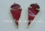 NGP1572 30*65mm arrowhead agate gemstone pendants