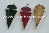 NGP1574 30*65mm arrowhead agate gemstone pendants