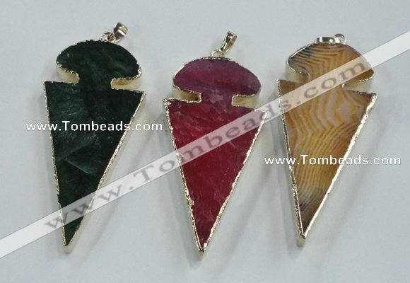 NGP1574 30*65mm arrowhead agate gemstone pendants