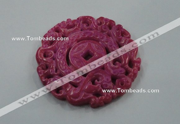 NGP1612 65*65mm Carved dyed natural hetian jade pendants wholesale