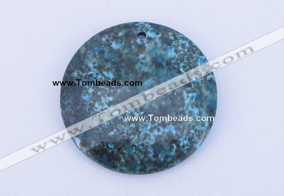 NGP163 2pcs 40mm flat round dyed chrysocolla gemstone pendants