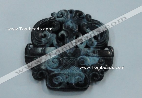 NGP1642 63*65mm Carved dyed natural hetian jade pendants wholesale