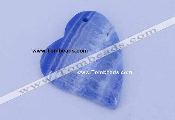 NGP165 2pcs 36*40mm heart dyed blue lace agate gemstone pendants